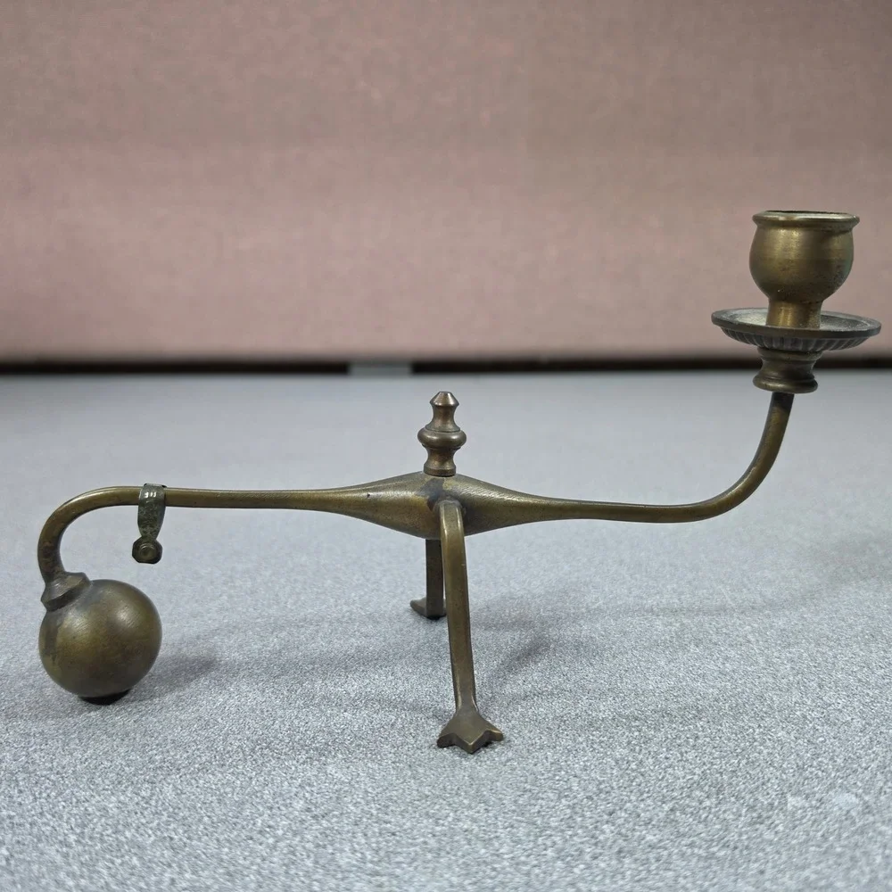 Vtg brass cantilever piano‎ candlestick cannonball paw feet Candle Holder Italy